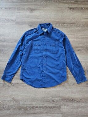 Bruno Men's Long Sleeve Button-Up Shirt in Medium Blue Size M